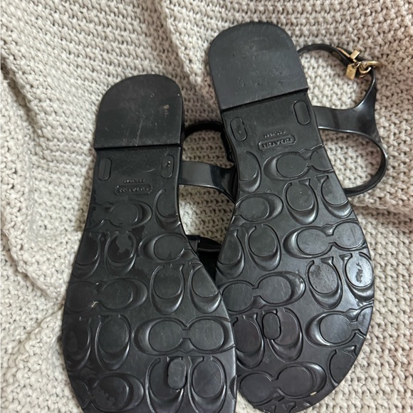 Black‎ Coach Jelly Sandal with Black Medallion, Size 8 - Picture 4 of 7